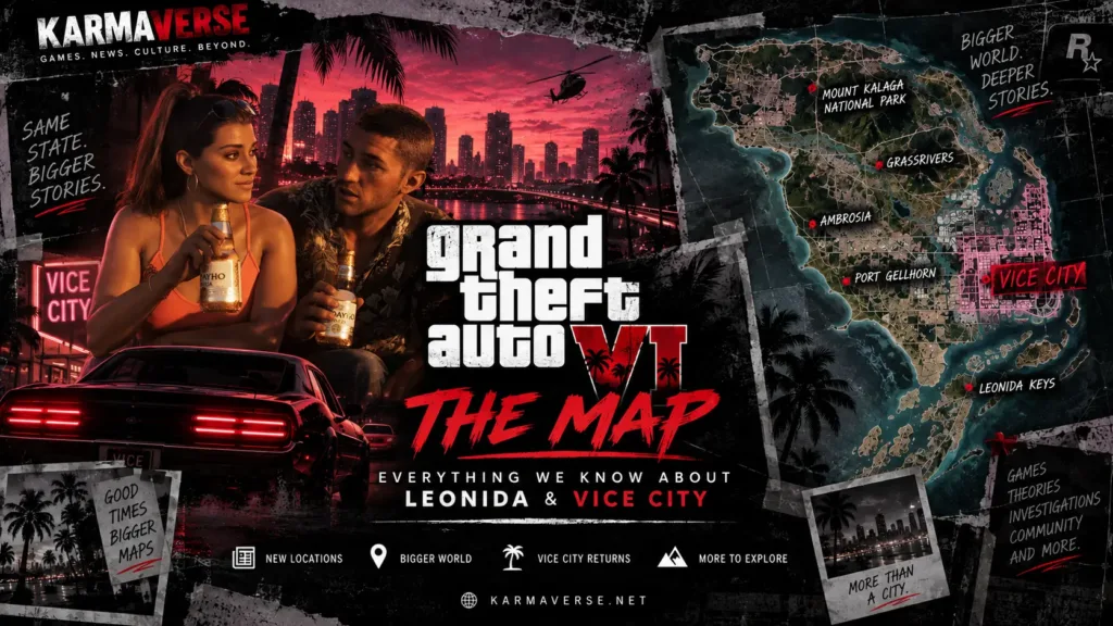 GTA 6 map showing Leonida and Vice City