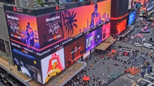 GTA 6 marketing campaign featuring large promotional billboards in Times Square