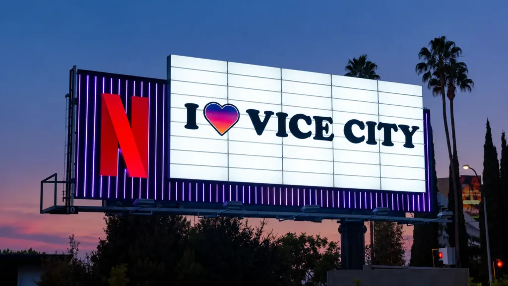 I Love Vice City billboard used in GTA 6 Netflix marketing campaign