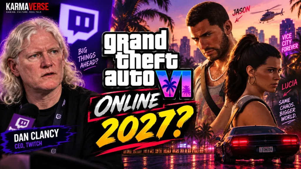 GTA 6 Online 2027 featuring Twitch CEO Dan Clancy and GTA 6 multiplayer with Jason and Lucia