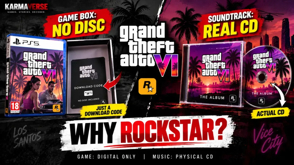 GTA 6 physical copy with no game disc compared with the GTA 6 soundtrack CD