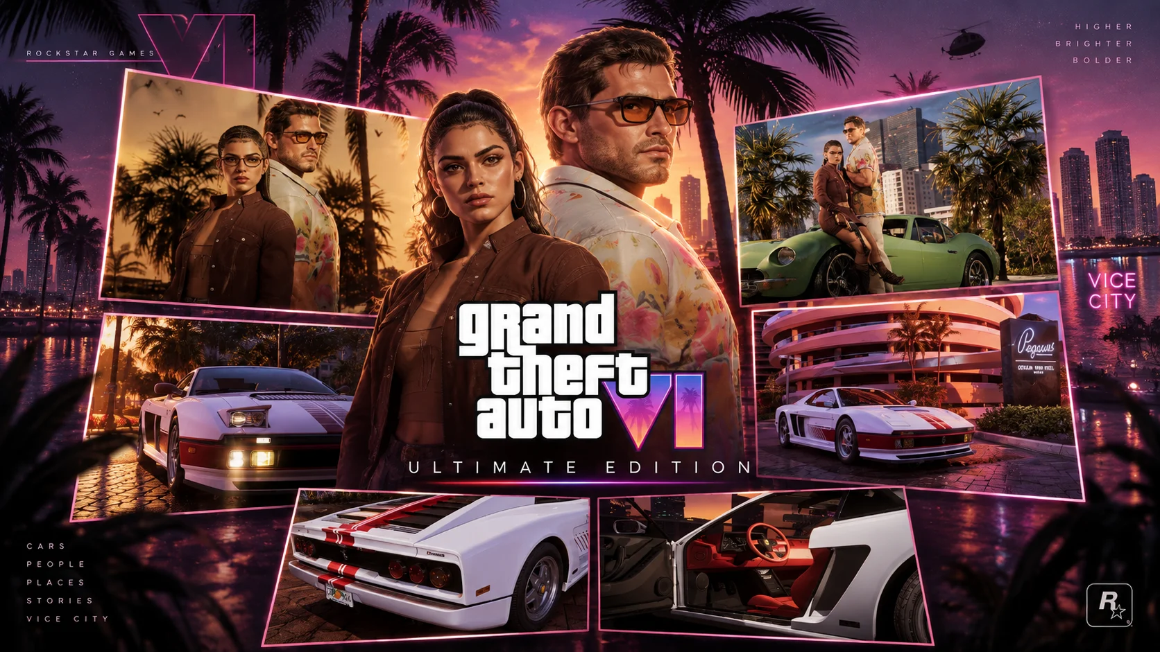GTA 6 pre order guide showing Standard and Ultimate Edition, Jason and Lucia, and the Vintage Vice City Pack