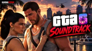 GTA 6 soundtrack The Album cover art featuring Jason and Lucia