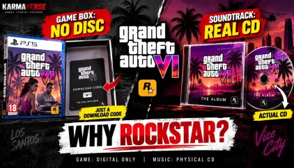 GTA 6 physical copy with no game disc compared with the GTA 6 soundtrack CD